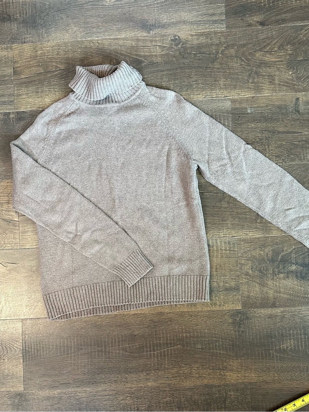 Jeanne Pierre Taupe Turtleneck Sweater Cotton Knit Raglan Sleeve Size L